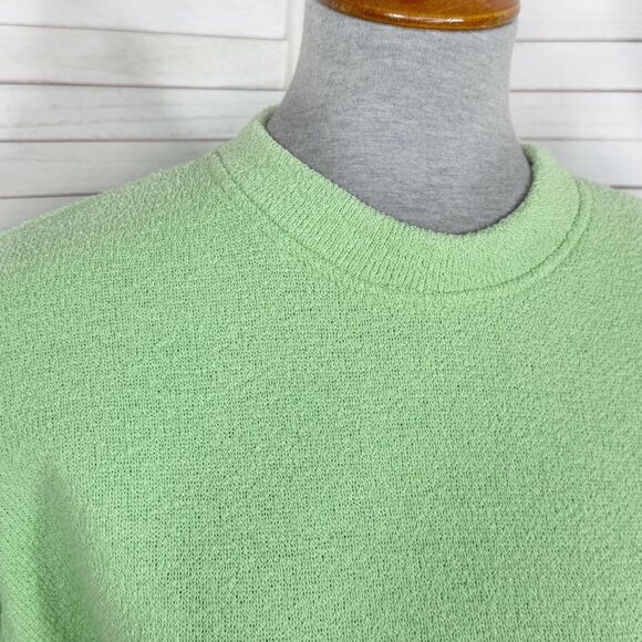 Exist Fleece Lined Terrycloth Knit Crew Neck Sweatshirt Lime Green Small - Picture 5 of 13